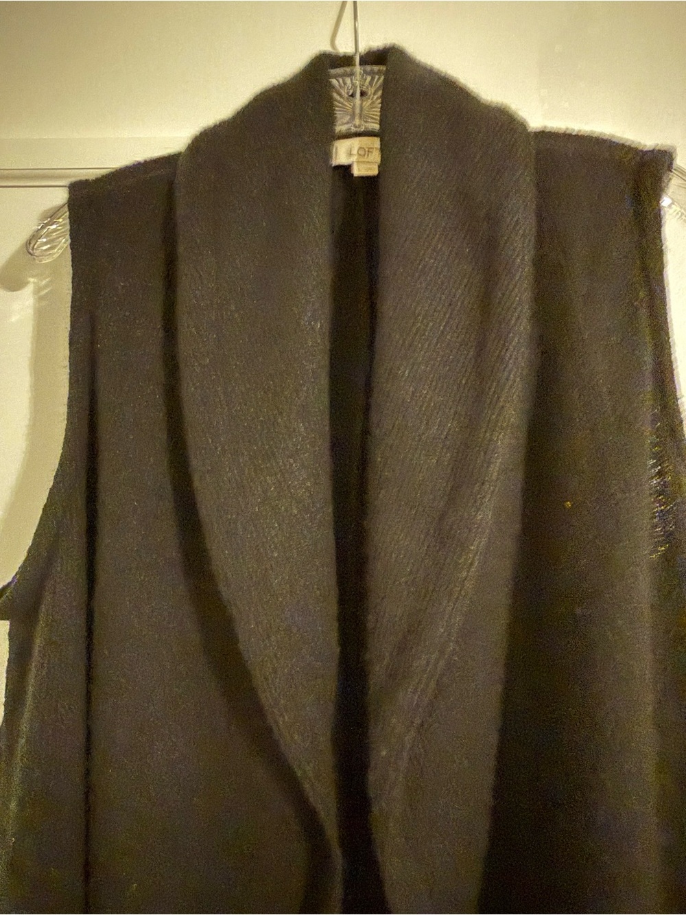 LOFT Sleeveless Shawl Collar Coatigan in black